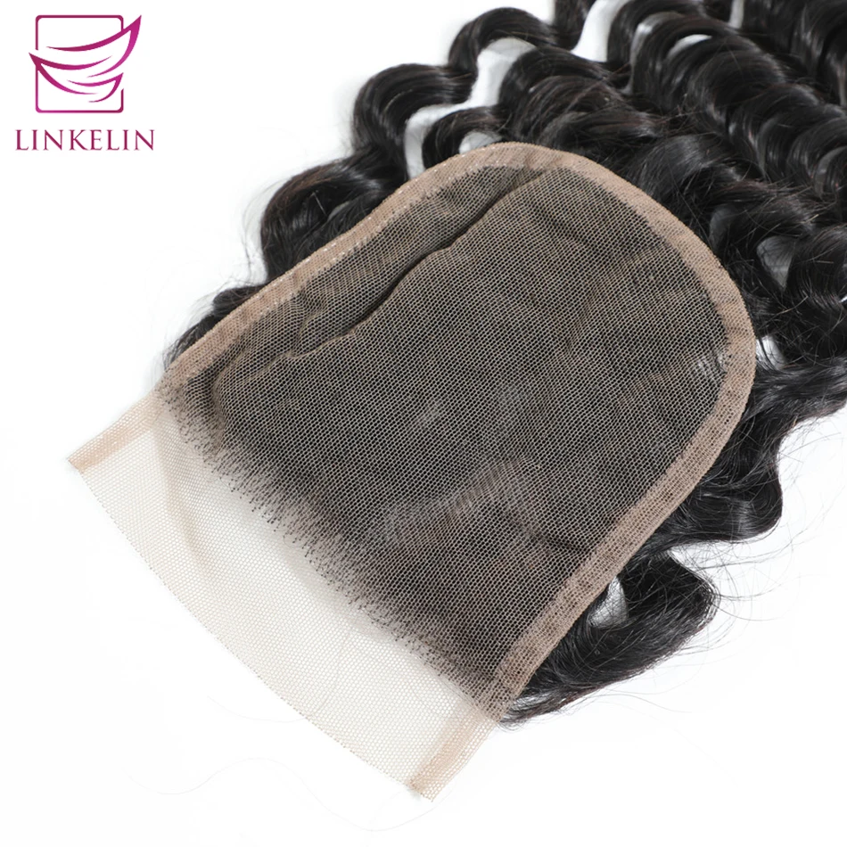LINKELIN Mongolian Deep Wave Lace Closure 4*4 Free/Middle/Three Part Human Hair Closure 130% Destiny Lace Remy Hair Closure