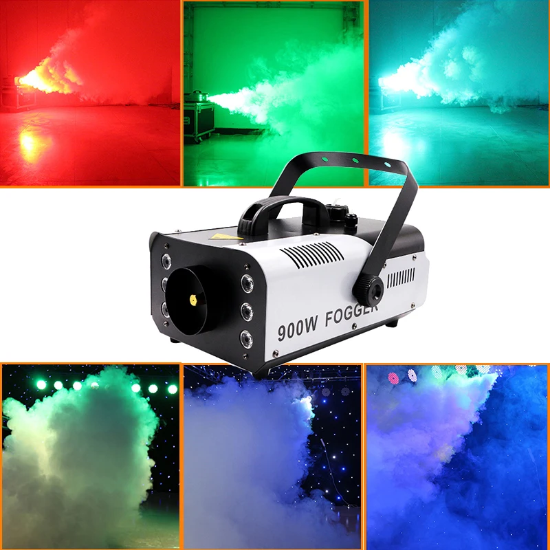 

900W RGB 3IN1 LED Smoke Machine Wire/Remote Control Fog Machine Colorful Disco DJ Stage Light Effect Fogger Equipment