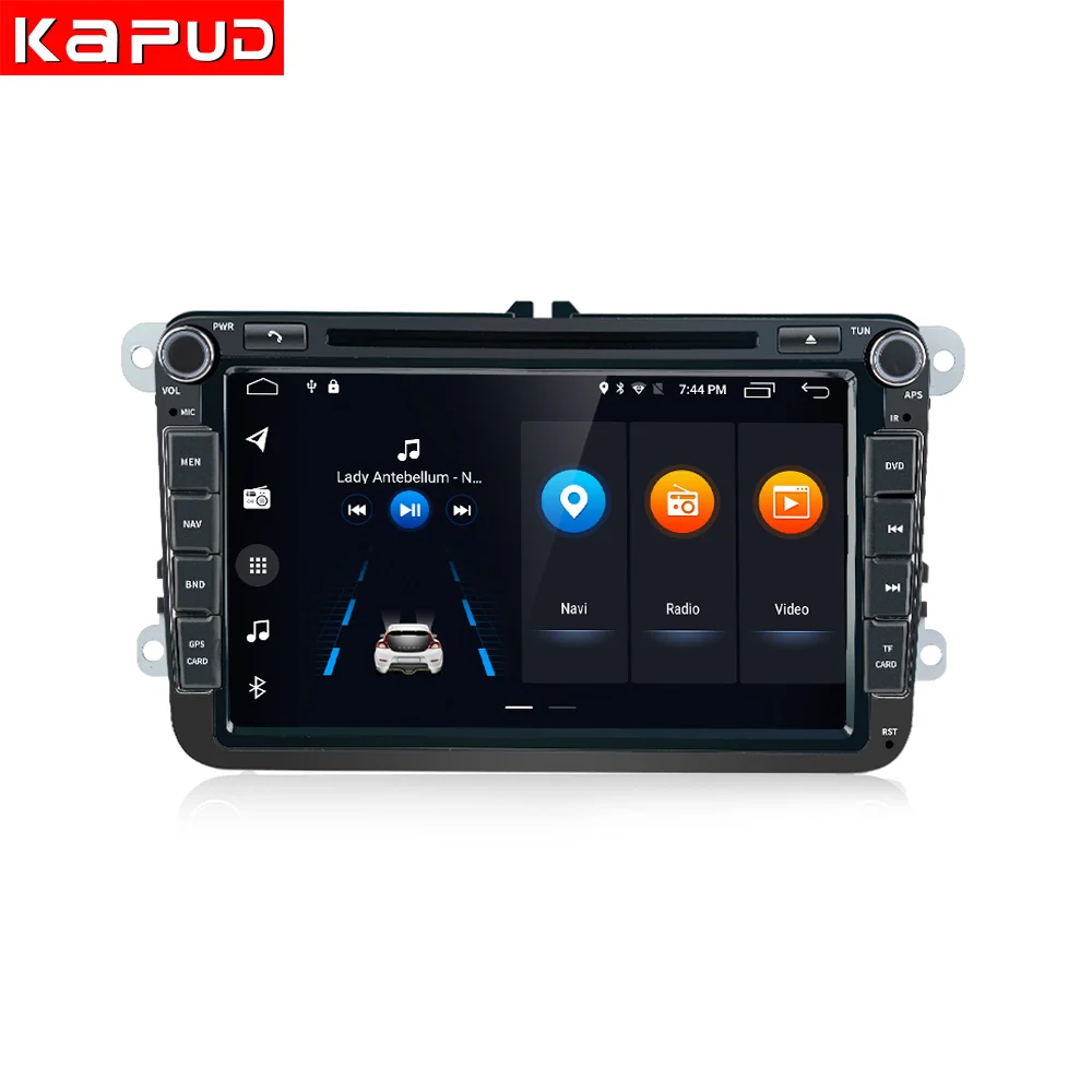 Kapud 폭스바겐 스코다 옥타비아 폴로 골프 티구안 파사트 B6 제타 비틀 GPS DVD 네비게이션 카플레이, 안드로이드 10, 8 인치, 2Din