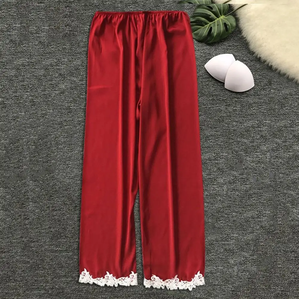 Ladies Sleeping Pants Silk Satin Nightwear Sleep Lounge Sexy Sleep Bottoms Trousers Soft Pants Women Satin Sleep Bottoms 2020