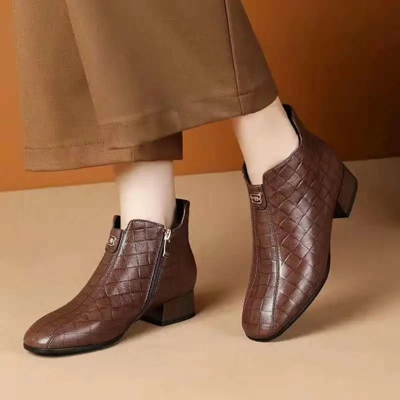 Botines de piel para mujer, mocasines cálidos de felpa, zapatos  impermeables para la nieve, para Primavera e invierno, 2022|Botas hasta el  tobillo| - AliExpress