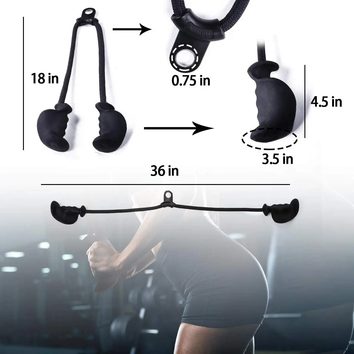 Ergonomic Triceps Rope Easy to Grip Non-Slip Heavy Duty Pull Down Handle DIY Pulley Cable Attachment Gym Upgraded Workout Bar fitness workout handle fitness cable pulley fitness pulley cable fitness pulley gym workout rope