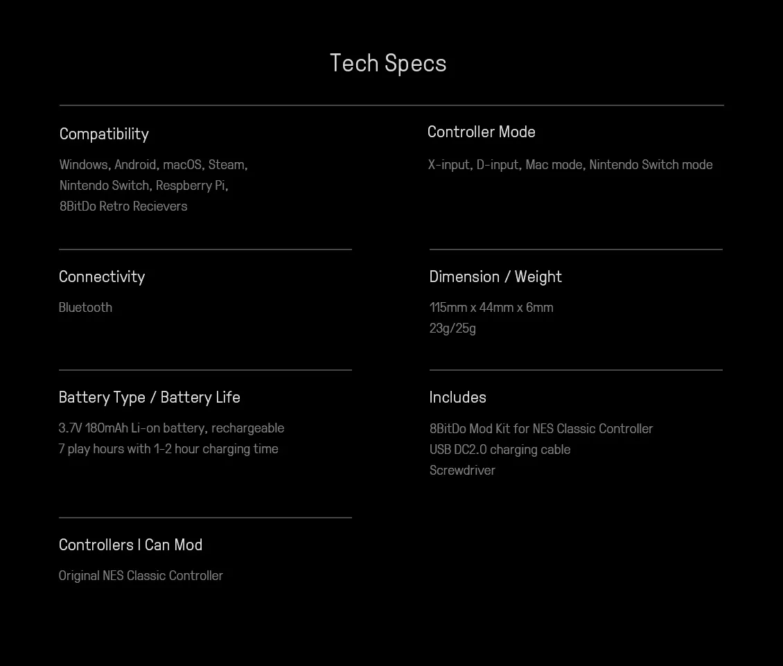 8BitDo Mod Kit for NES Classic Edition Bluetooth Gamepad for SNES/SFC Controller for Windows Android macOS Switch