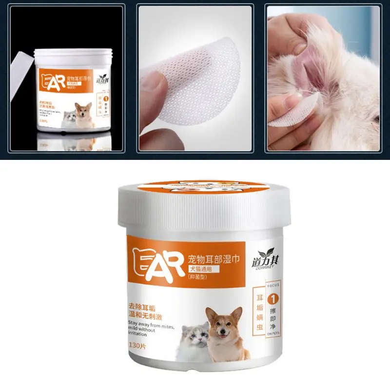 Pet Ear Wipes Dog Cat Earwax Clean Ears Odor Remover Pets Cleaning Wet