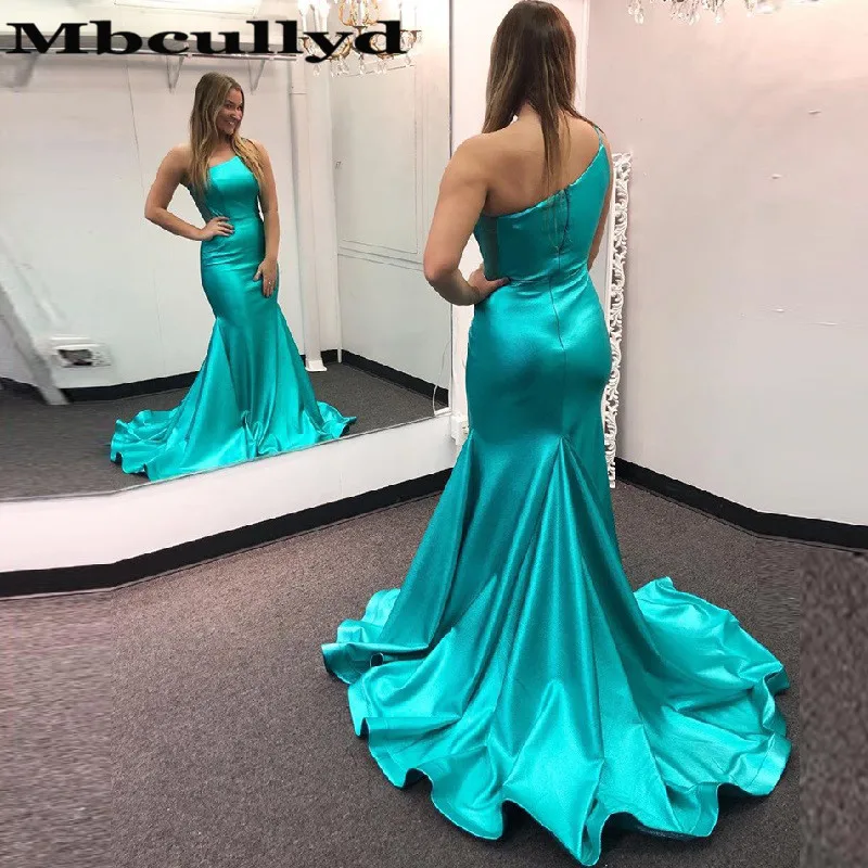 

Mbcullyd Turquoise Mermaid Prom Dresses Long 2023 Elegant One Shoulder Evening Dress For Women Cheap vestidos de fiesta de noche