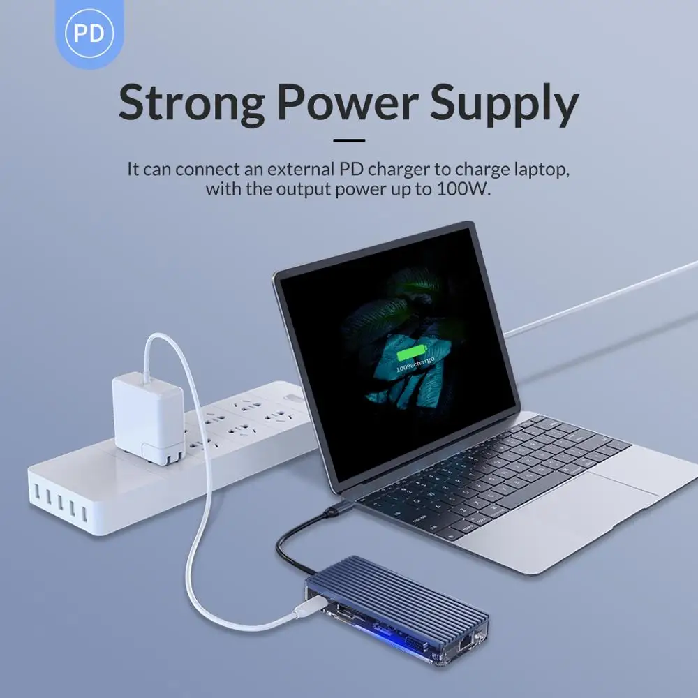 Orico-hub Usb tipo c para Múltiplas Entradas Usb 3.0 pd Rj45 Leitor de Carder Dock Splitter para pc Macbook Pro Acessórios - Imagem 5