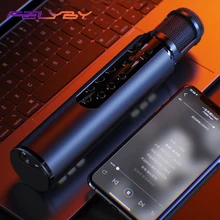 FELYBY K1 беспроводной Bluetooth телефон микрофон для прямой трансляции пение Встроенная звуковая карта, с динамиком караоке аудио микрофон