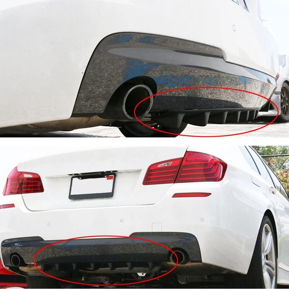 

23" * 6" Auto Accessories Car Shark Fin Universal Rear Bumper Lip Diffuser Anti-crash Wrap 5 Fins Gloss Black