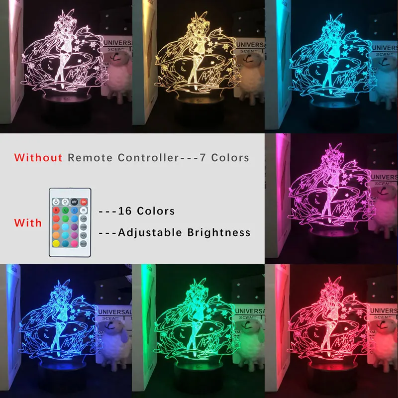 Genshin Impact Eula Game 3D Night Light for Bedroom Decor Light Cute Birthday Colorful Gift LED Lamp Manga Kid Lovely Present nursery night light