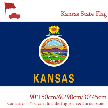 

15PCS Flag 60*90cm 90*150cm Kansas State Flag 3*5Feet Flag 30*45cm Car Flag American 100d Polyester