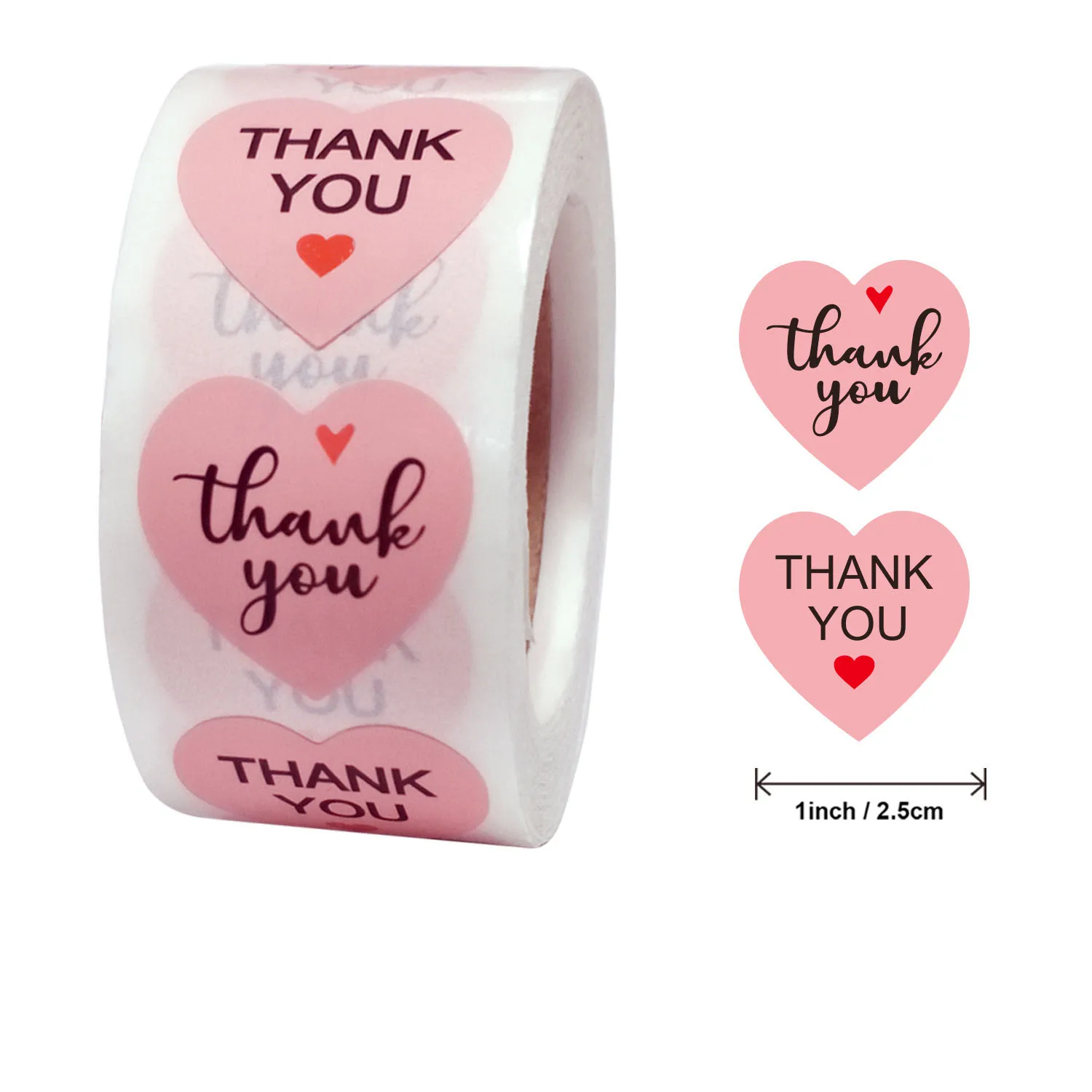 

Qiduo 500Pcs Pink Heart Labels Stickers Wrapping Paper Stickers Stationery thank you cards for business round adhesive sticker
