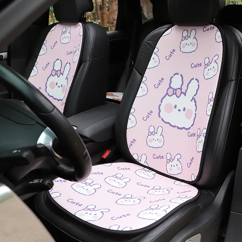 2021 New Ice Silk Summer Cool Cartoon Rabbit Non-sip Car Butt Cover Four Seasons Universal Car Seat Cushion Mat