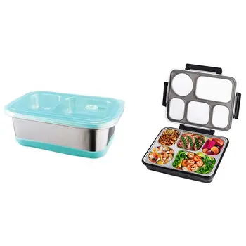 

Stainless Steel 2 Layer Lunch Box Food Storage Box Lunch Bento Bento 5 Compartment Box Black Container Fine Sealed