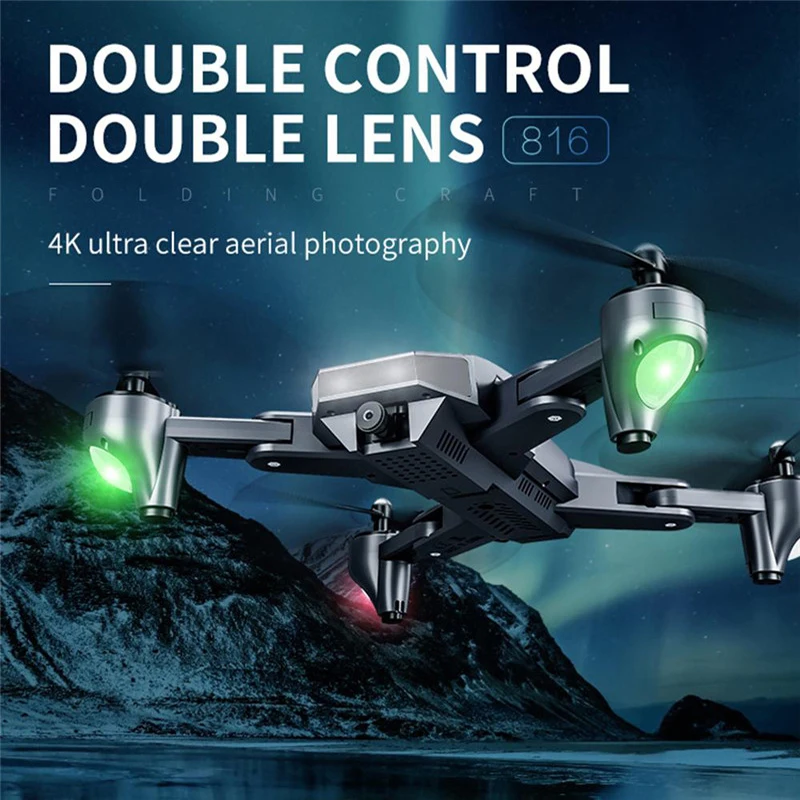 US $66.28 Visuo XS816 RC Drone WiFi FPV 24GHz 4K Dual Camera With 50 Times Zoom Optical Flow Quadcopter Foldable Selfie Dron