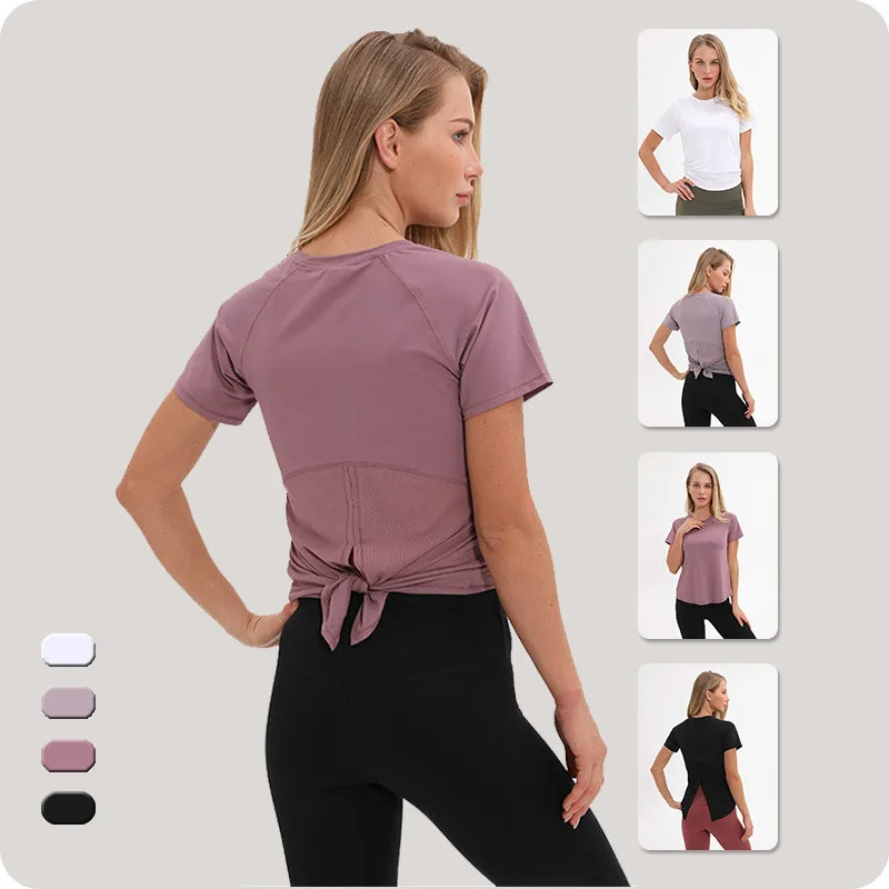 

Solid Color Yoga Clothes Slim Short-sleeved Fitness Clothes Yoga Short-sleeved New Sports Shirt Sports Shirt Women