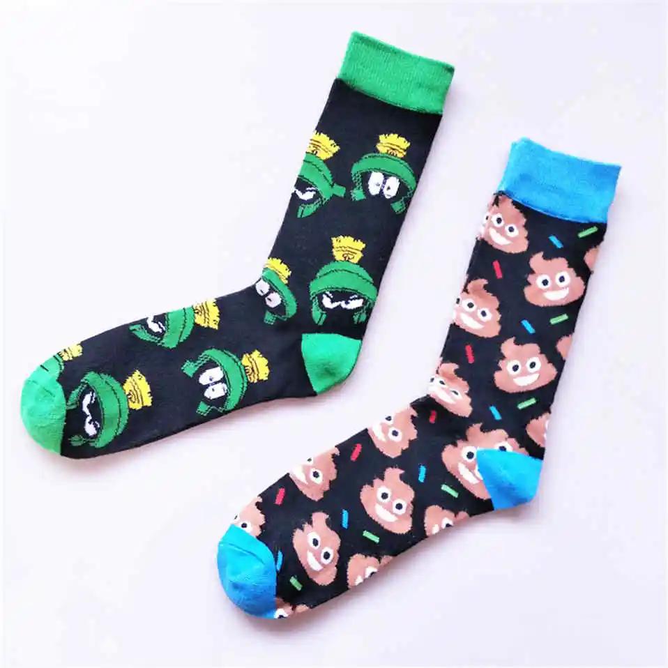 

High Fashion Cartoon Pattern Men Socks Winter Personality Happy Colorful Funny Sox Comfort Breathable Knee-High Sock Calcetines