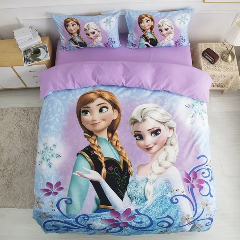 Details about   3D Printed Bedding Set Frozen Elsa Anna Rapunzel Princess Girls Boys Single Kid 