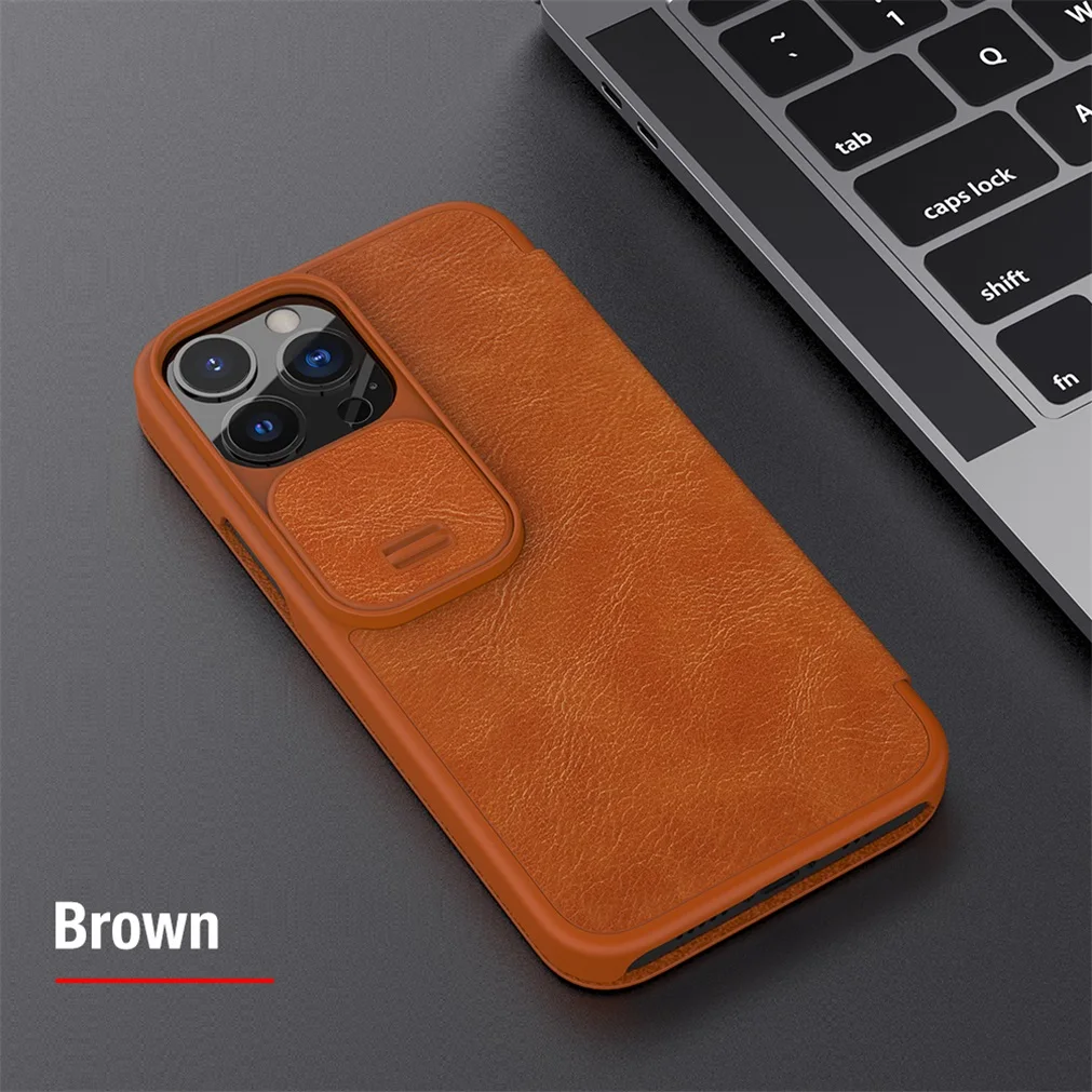 Flip Case For iPhone 13 Pro / 13 Pro Max Nillkin Qin Leather Flip Cover Slide Camera Lens Protection For iPhone13 Book Case apple iphone 13 mini case leather