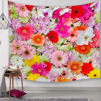 

Flower Printed Polyester Wall Hanging Tapestry Room Decorative Wall Tapestry Carpet Beach Towel Rectangle Tablecloth