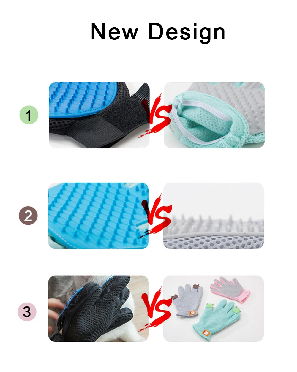 Pet Dog Cats Grooming Cleaning Brush Gloves Effective Deshedding Back Massage Animal Bathing Hair Removal Gloves Dog Combs Brush (13)