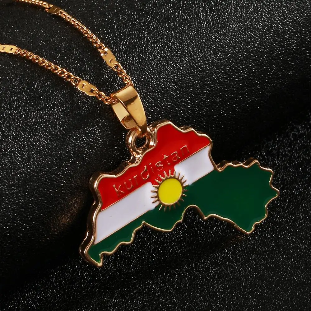 Кулон с картой региона Курдистана ожерелья Курдский золотой цвет Koerdistan женские и