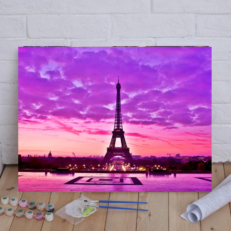 Eiffel Tower In Sunset Diy Painting By Numbers Art Oil Picture