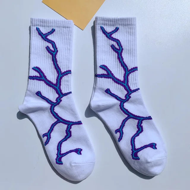 Korean Style Harajuku Skateboard Long Socks Creative Fun Lightning Hip Hop Style Socks Unisex Street Couple Socks 4