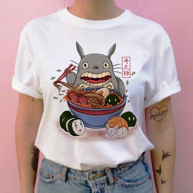 Totoro/женская футболка с рисунком из мультфильма «Унесенные призраками Тоторо», Новая графическая женская футболка с изображением японского ульцзанга, одежда, футболка, топы, футболки tumblr