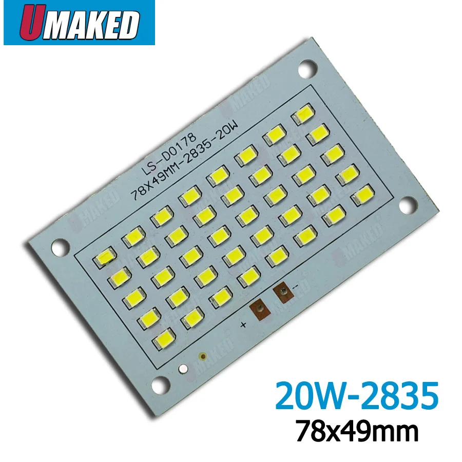 20 Вт 78x49 мм 100% полномощный Светодиодный прожектор SMD2835 светодиодный PCB 2000лм