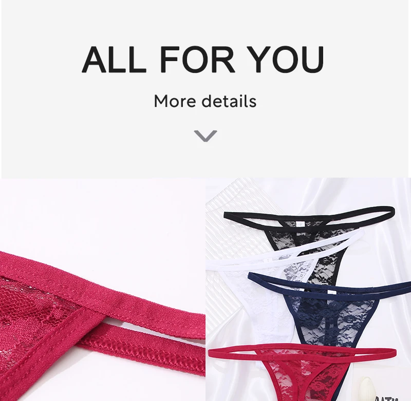 2PCS/Set Women's Underwear Lace Panties Floral Lingerie Woman Panties Sexy Thong G-String Female Pantys Perspective Intimates