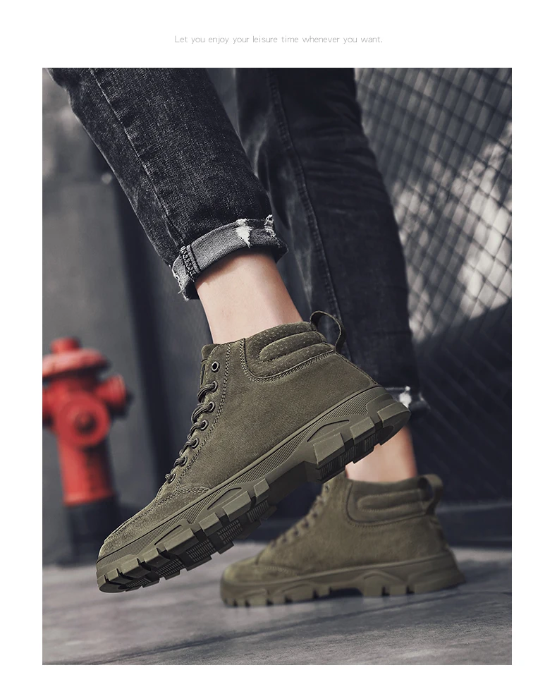 Warm Winter Men Boots Leather Ankle Boots Men Winter Work Shoes Male Lace Up Anti-slip Boots British Sneakers Motorcycle Boots