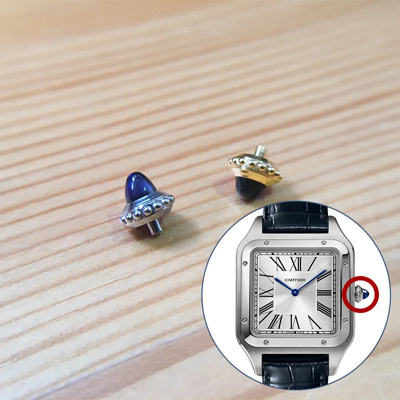 Saphirkrone für Cartier Santos Dumont 46,6 x 33,9 mm manuelle Uhr