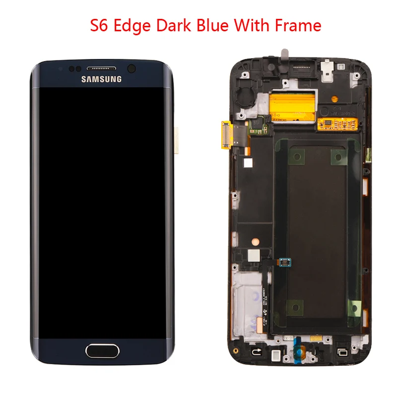 Dark Blue with Frame 5,1 ''lcd Super AMOLED дисплей для SAMSUNG Galaxy s6 edge дисплей G925 G925F ЖК дигитайзер сборка с рамкой - Цвет: Dark Blue with Frame