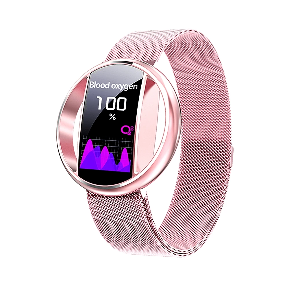 Steel-Pink Модный умный Браслет E99, Bluetooth, спортивный фитнес-браслет, пульсометр, измеритель артериального давления, IP67, водонепроницаемые мужские умные часы - Цвет: Steel-Pink
