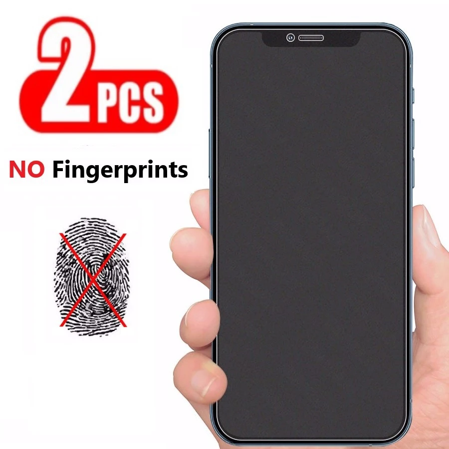 2pcs No Fingerprint Matte Glass For Iphone 11 12 Pro Max Mini 7 8 Plus Frost Screen Protector On Iphone Se 6s X Xr Xs Glass Phone Screen Protectors Aliexpress