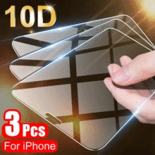 Protector de cristal para pantalla de móvil, Protector de pantalla para iPhone 11 Pro, X, XR, XS, Max, 7, 8, 6, 6s Plus, 5, 5s, SE, 12, 3 uds.