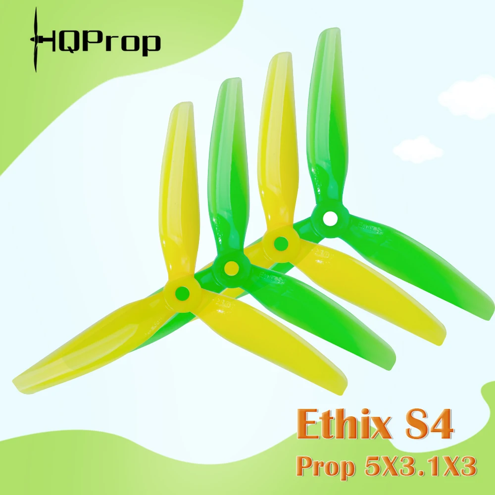 

HQ Ethix S4 Propeller 5X3.1X3 5inch 3 blade CW / CCW Lemon Lime PC prop For FPV RC Racing Drone