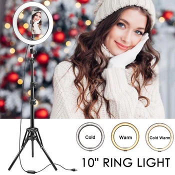 

Foleto 10inch Ring Light USB Led Selfie Phone Video Camera Light for Photography Studio Makeup Lamp With Tripod Phone Holder
