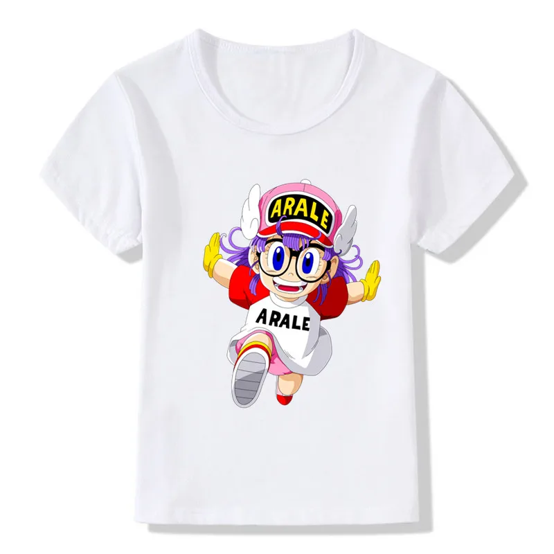 verão crianças camiseta anime bonito arale cartoon print meninas camisa de manga curta engraçado bebê meninos roupas crianças