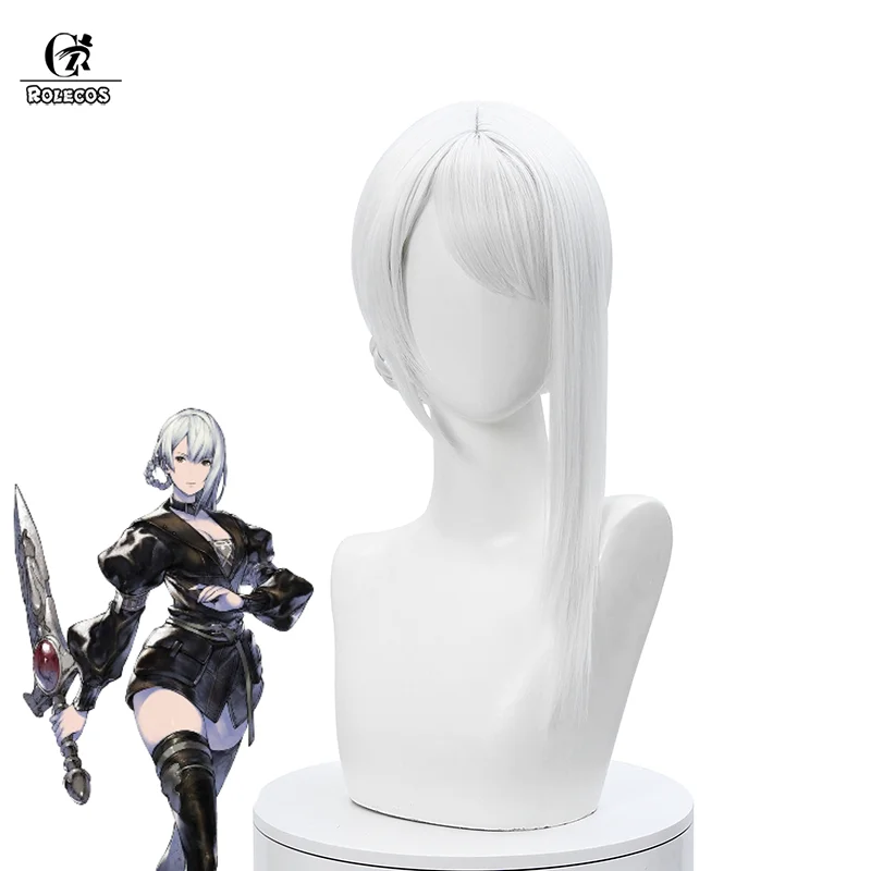 Rolecos Game Nier Kaine Parrucca Cosplay Nier Recovery Kaine Parrucca Cosplay Donna Copricapo 30Cm Capelli Sintetici Bianchi Resistenti Al Calore