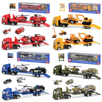 

Kids Inertia Trailer Toy Set 1:64 Mini Alloy Engineering Vehicle Educational Toys Gift