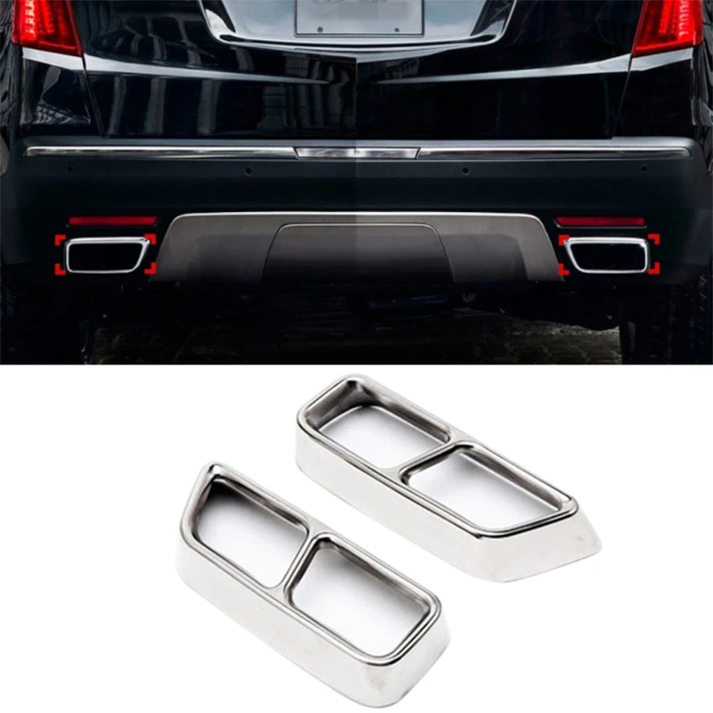 Stainless Steel Car Exhaust Pipe Tail Throat Decor Frame Trim Cover Liner Accessories for Cadillac XT5