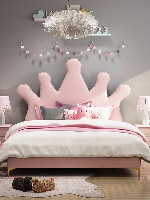 Principessa letto letto per bambini ragazza castello sogno camera da letto  1.2m 1.5m 1.8m tessuto letto singolo letto matrimoniale rosa letto per  bambini - AliExpress