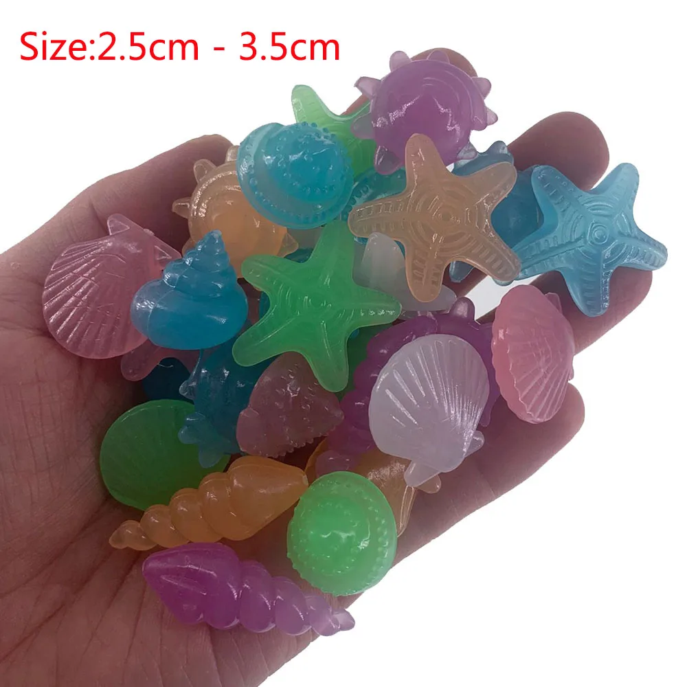10/50pcs Luminous Glowing Stones Shell Shaped Starfish Shell Fish Tank Table Walkways Garden Glow in the Dark Pebbles Deco glow stones garden decoration decorative stones