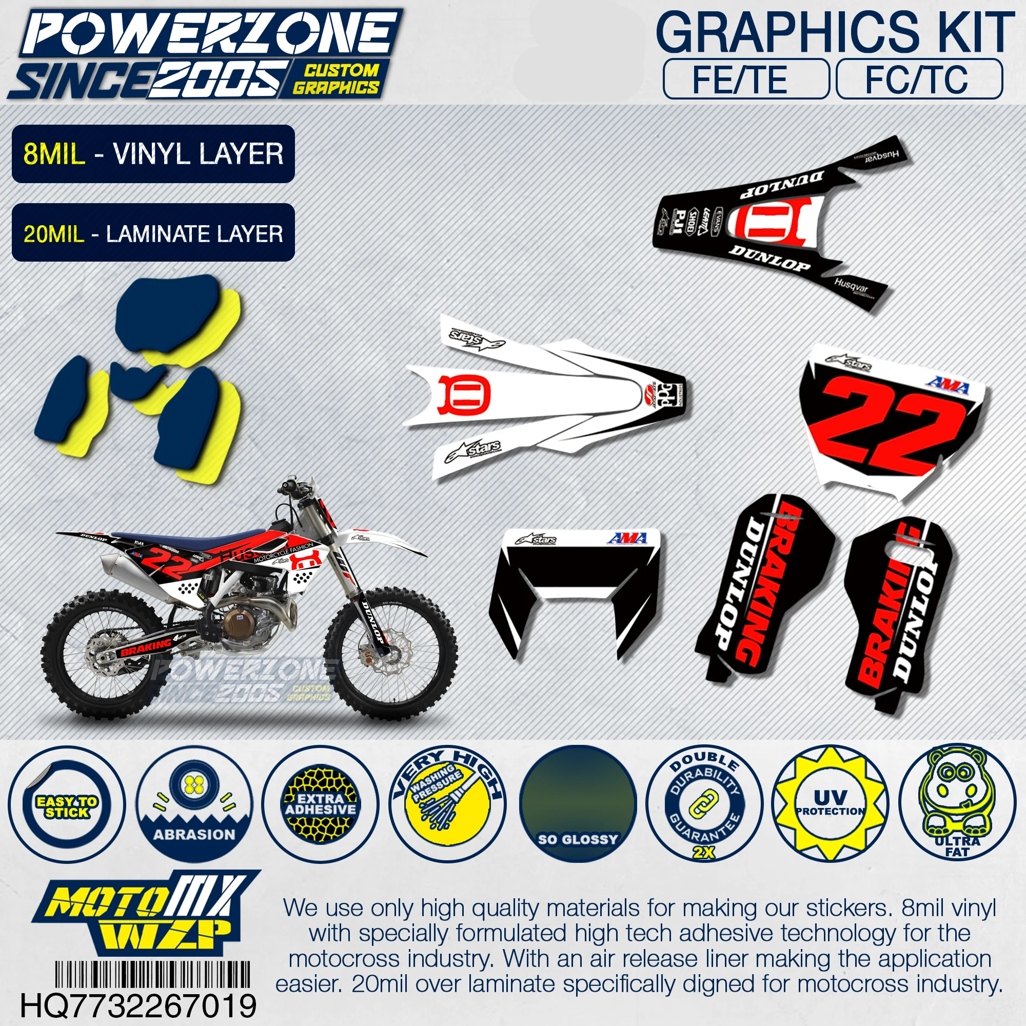 Фотообои PowerZone наклейки 3M на заказ для Husqvarna 2017 до 2019 FE TE FC TC 250 500cc 719|Наклейки и