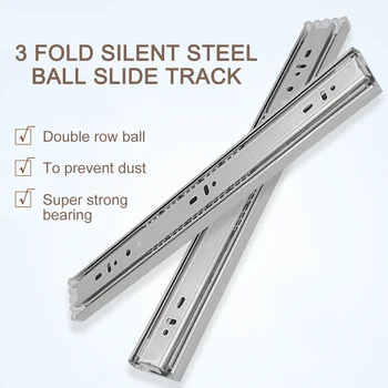 

Furniture Hardware Drawer Slides Stainless Steel Soft Close Drawer Track Rail Sliding Three-Section Cabinet Slide 2pcs