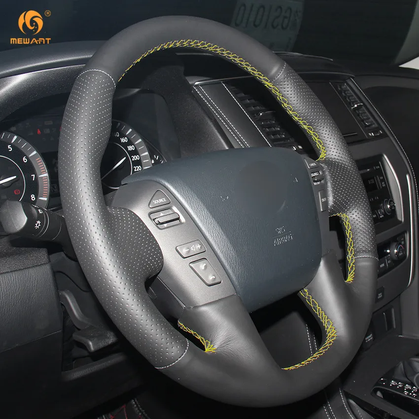 Чехол на руль MEWANT для Nissan Patrol черный чехол из натуральной кожи 2011 2017 Infiniti QX56 2013 QX80