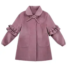 Детское пальто для девочек, зимнее Новое модное шерстяное пальто для девочек-подростков, осенняя куртка, теплая длинная верхняя одежда, детская ветрозащитная