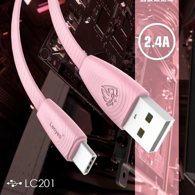 Lenyes TPE Android кабель для мобильного телефона Micro V8 type C iOS USB кабели для iPhone X XS MAX XR Быстрая зарядка линия данных 100 см LC201