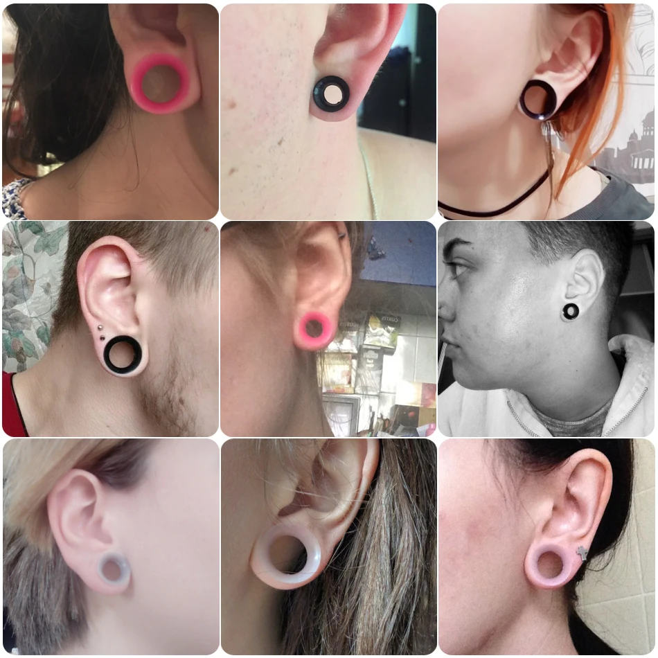 Ear Piercing Jewelry 2Pcs Silicone Ear Plugs and Tunnels Flexible Double Flared Ear Dilations Earlets Piercing Gauge Expander Stretchers Sexy Women